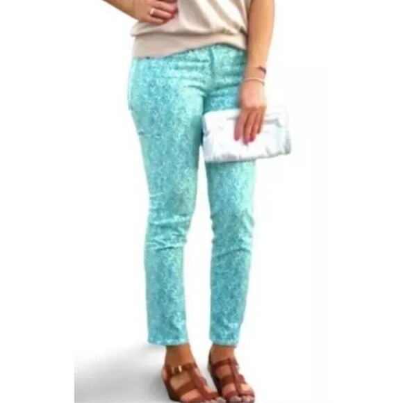 J Crew Toothpick Stretch Floral Jeans Straight Leg Pockets Hawaii Vacation -27 - Picture 1 of 5